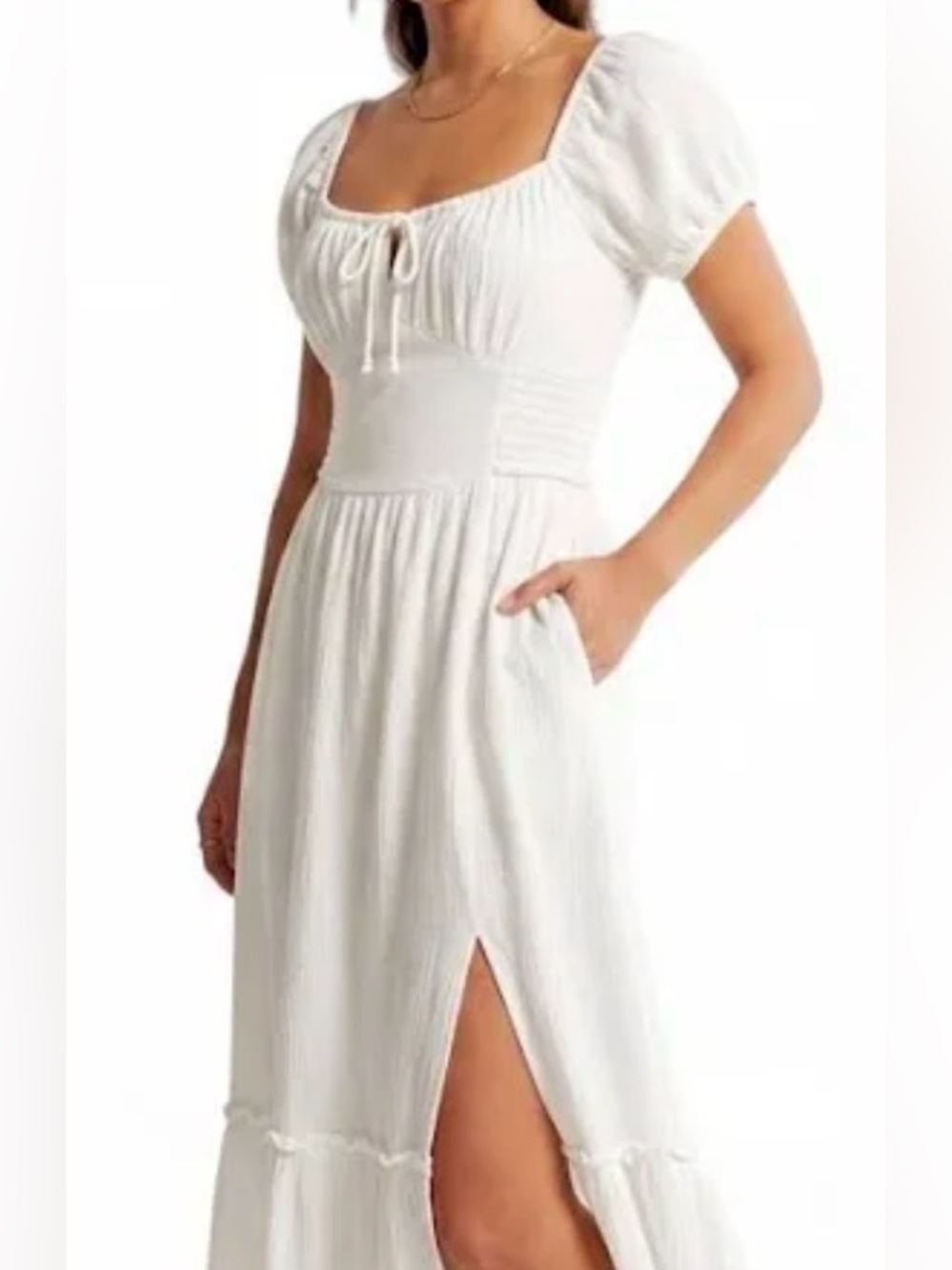 Hollister, small, midi dress featuring a delicate front tie-string detail